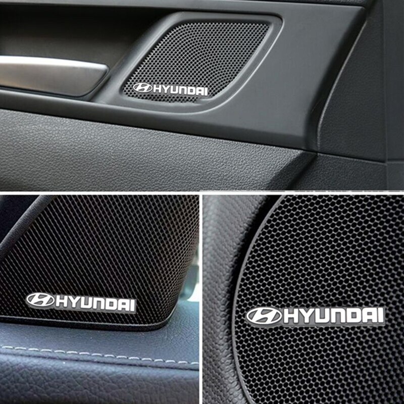 4pcs Stiker Emblem 3d Bahan Aluminum Untuk Speaker Audio Hyundai Getz Accent Atoz I20 Avega Trajet H1