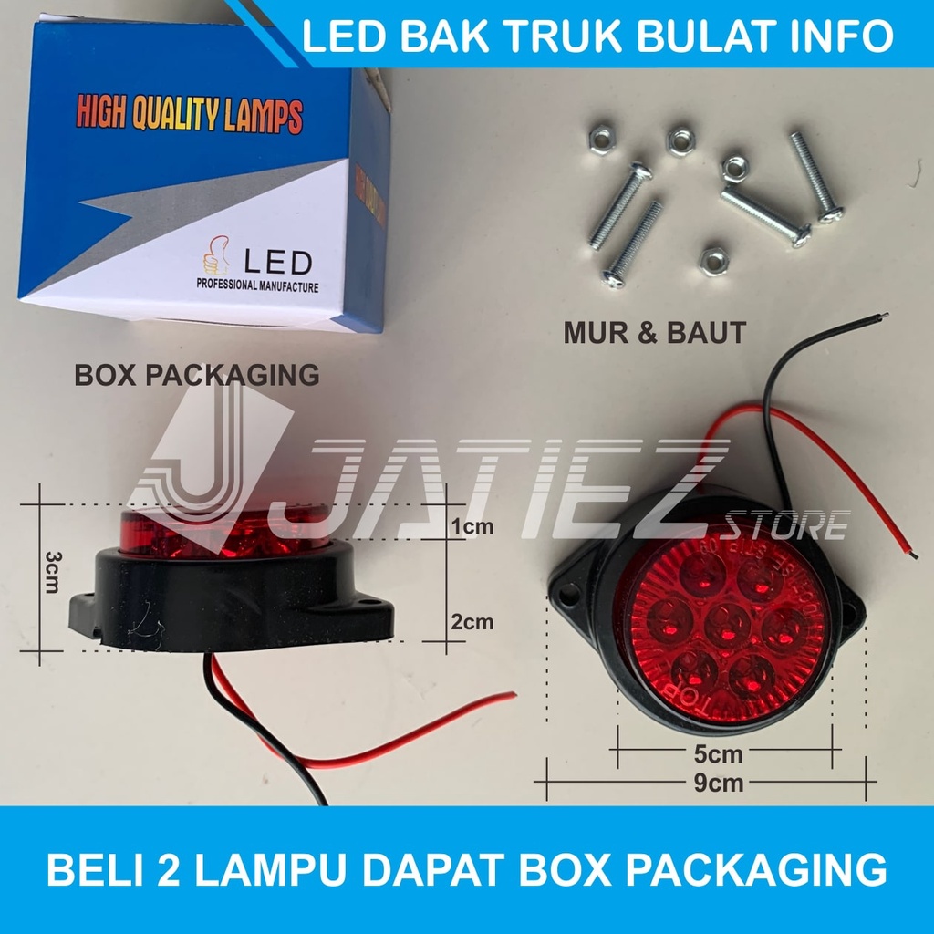 Lampu Led Bak Truk DNY 90 Bulat 24 Volt