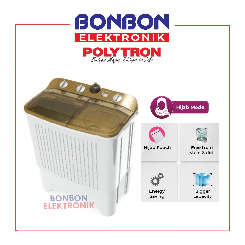 Polytron Mesin Cuci 2 Tabung 9.5KG PWM-9572N / PWM 9572 N / PWM9572