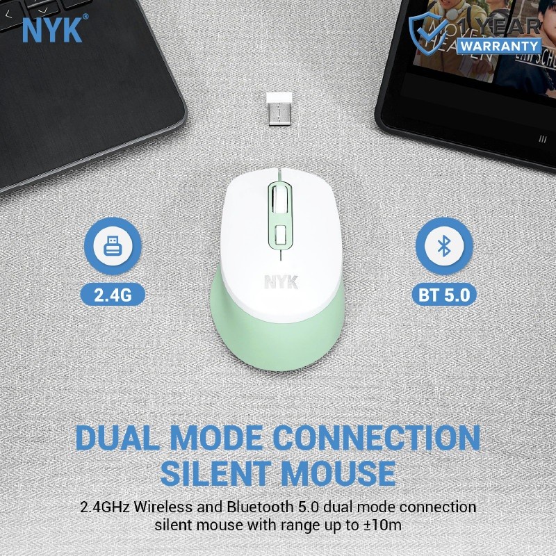 Mouse NYK C50 Dual Mode Bluetooth Wireless 2.4Ghz Silent Mouse