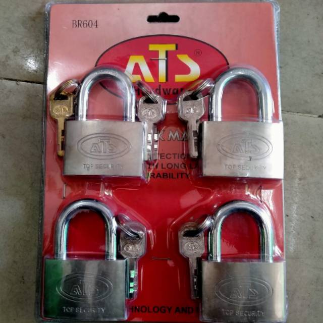 Gembok Master key 60mm x 4pcs/GEMBOK SET ATS MASTER KEY 60MM S (BR604)/GEMBOK PAGAR RUMAH GEMBOK GUDANG GEMBOK GEROBAK GEMBOK WARUNG