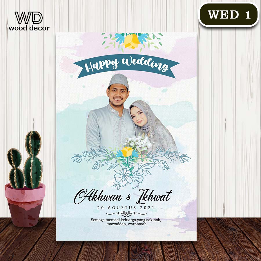 foto + bingkai happy wedding  | kado pernikahan  | wisuda | ulang tahun  - WED 1