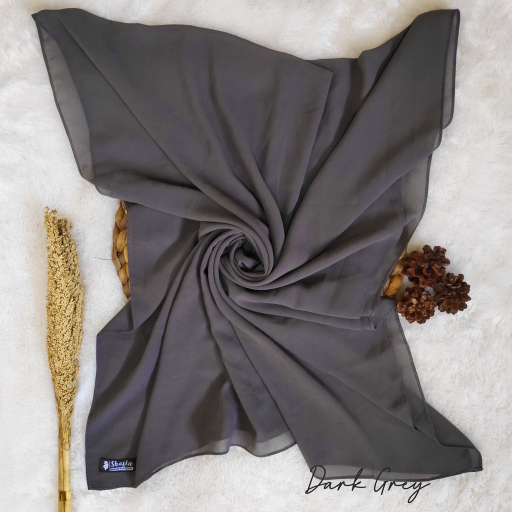 [200x75] HIJAB PASHMINA JAHIT TEPI CERUTY BABY DOLL, PASHMINA CERUTI, JILBAB PASHMINA, PASMINA-Dark Grey