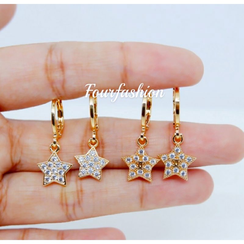 Fourfashion Anting Xuping Dewasa Motif Bintang Lapis Emas BT06