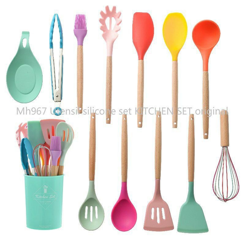 Alat memasak masak SPATULA SILICONE / Sutil silikon Set 12 Pcs Alat Masak UTENSIL PREMIUM