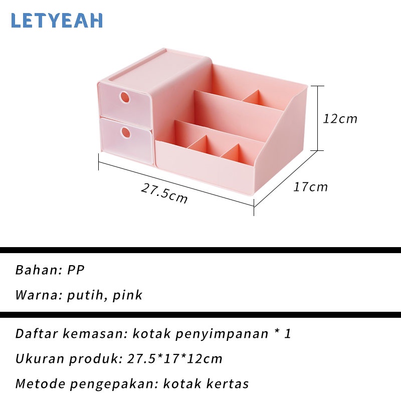 letyeah storage box organizer desktop / cosmetic storage drawer / kotak penyimpanan serbaguna