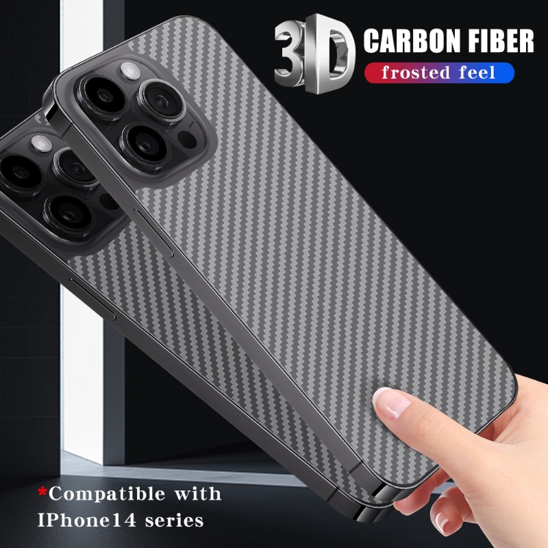 Stiker Film Pelindung Belakang Tekstur Carbon Fiber 3D Translucent Anti Gores Untuk Iphone 14 / 14 Plus / 14 Pro / 14 Pro Max