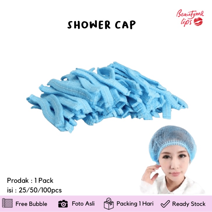 1 pack isi 25 / 50 / 100 DISPOSABLE NURSE CAP / HAIR NET MEDIS / SHOWER CAP penutup kepala