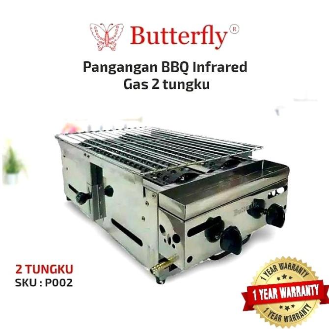 Mesin Pemanggang BBQ Sosis Bakar, Ayam, Sate, Ikan 2 Tungku BUTTERFLY