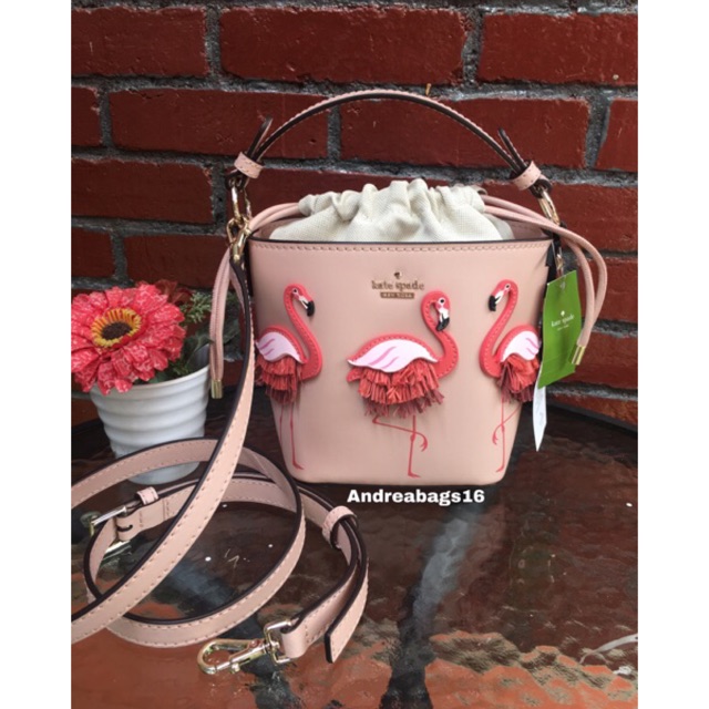 Tas katespade kate spade ks pipa bucket flamingo original bag