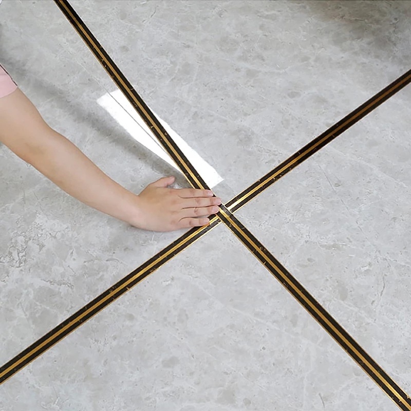 Wear-resistant Beautiful Seam Gold Line Self Adhesive Floor Tile Stickers / Waterproof Gap Sealing Tape Floor Beauty Home Decor