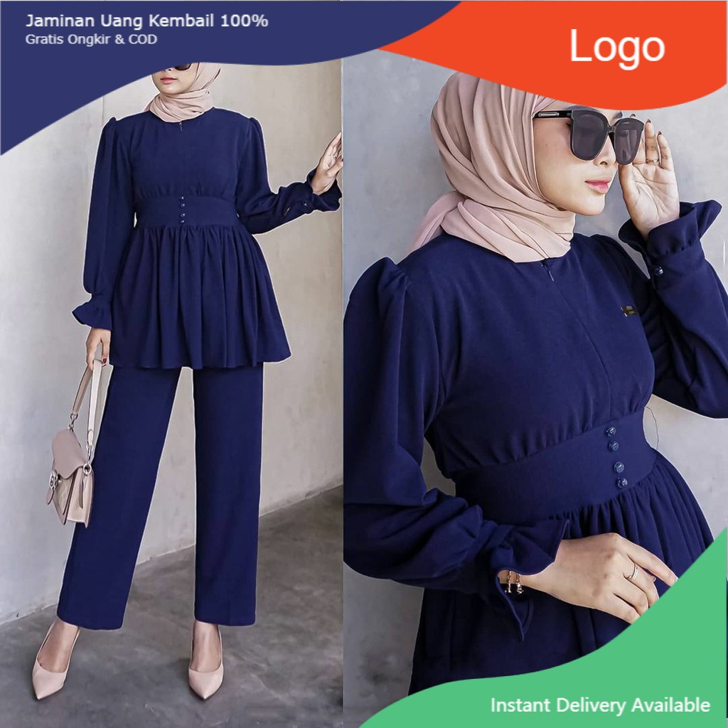 COD - Rassi Set | Setelan Baju Muslim One Set Premium Fashion Wanita Terbaru 2021