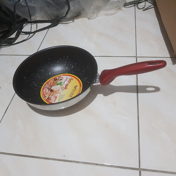 Supra Stainless Stir Wok Non Stick 24cm Marbell. Wajan Kompor Induksi