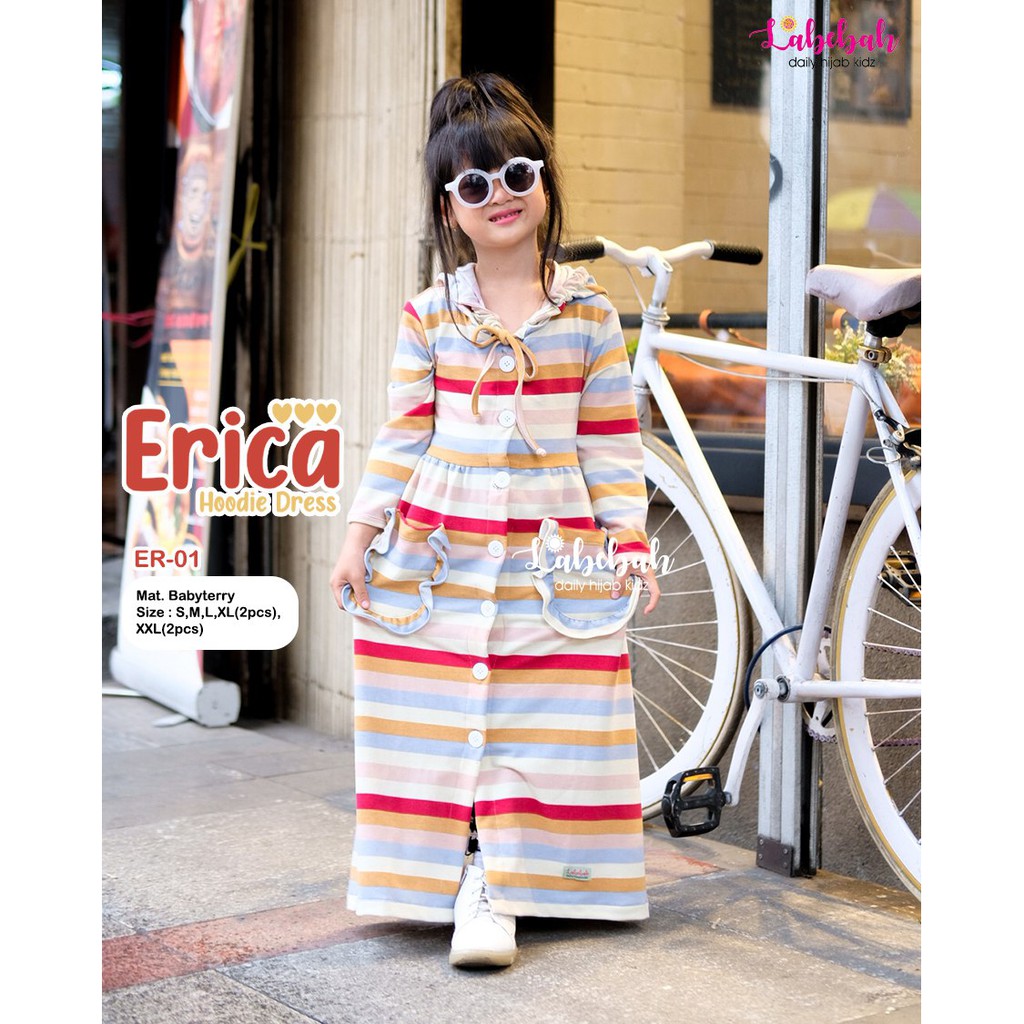 ER 01 Baju Hoodie Dress Anak Labebah Erica Yellow