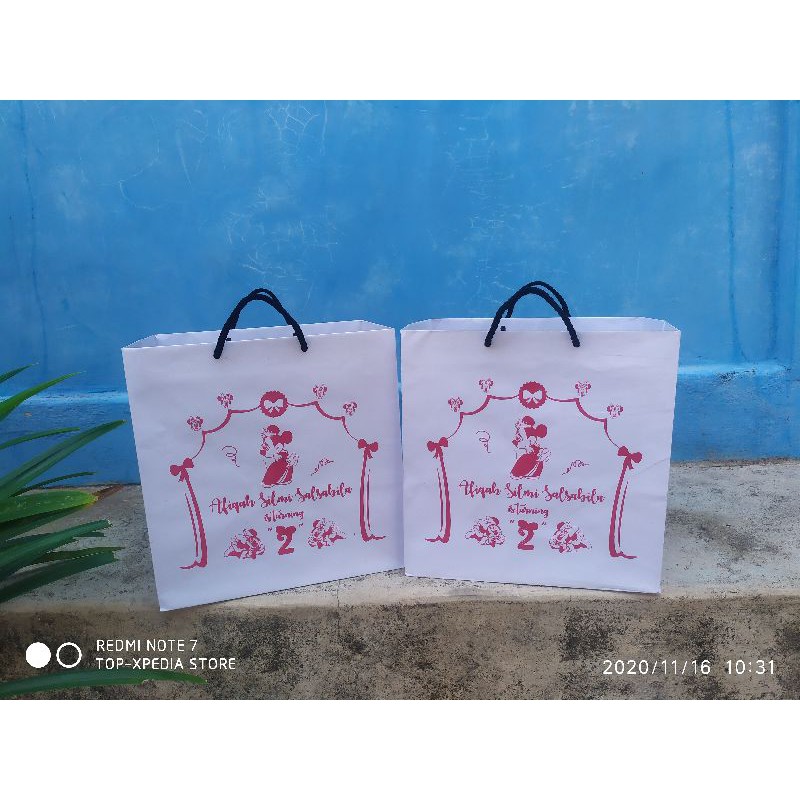

paperbag Custom size kraft putih 150gsm P25xL19xT25 wadah box bento