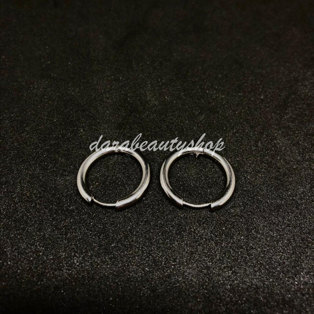 [COD] 1 Pcs Anting Tindik Pria Titanium Model Bulat/Ring Ala Kpop Korean Style Silver