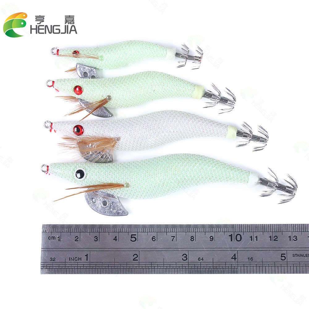 HENGJIA 1PCS Luminous Shrimp Fishing Lure 2.0# 2.5# 3.0# 3.5# 4.0# Udang Jigs Fishing Bait Ikan Tackle