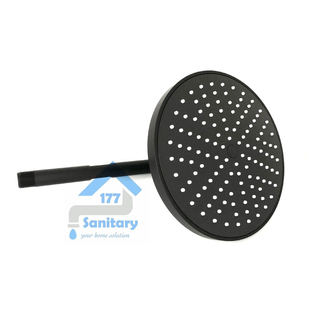 Shower Tembok 8 inch Hitam F22BL- Wall shower jumbo Black tanam 20cm 8inch stainless semprotan hujan rainfall  spray 20cm gede