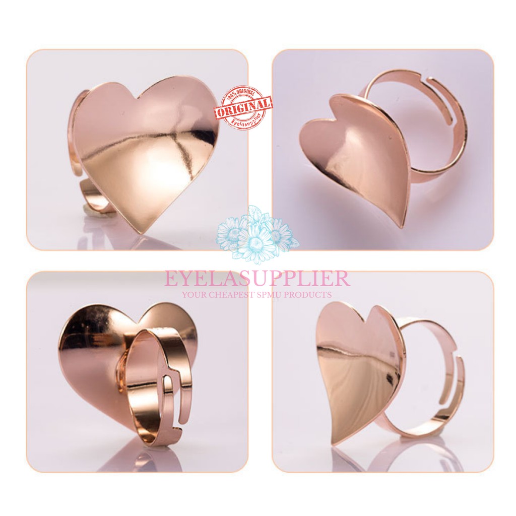 METAL REUSABLE Ring Glue ink cincin tempat lem holder sulam alis eyelash extension love rosegold