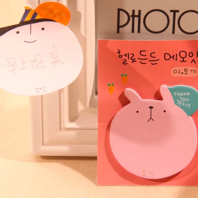 Post It Sticky Notes Memo Kecil Karakter / Stiki Note Murah Motif Muka dan Beruang Pink Unik Lucu L3,403 - KSY051-3