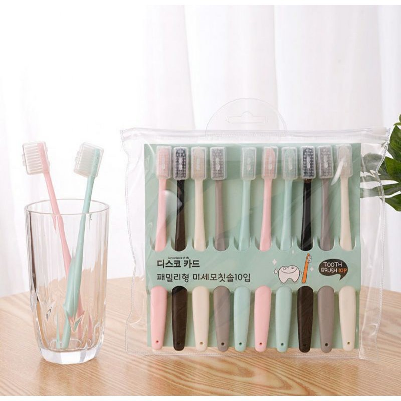 ☀ INDOLAND ☀ R383 Sikat Gigi Dewasa 1 SET 10 PCS Tavel Toothbrush Double Care Sensitive Soft-Sweet Bee Sikat Gigi Nano Tech Sikat Gigi Medium Import Murah