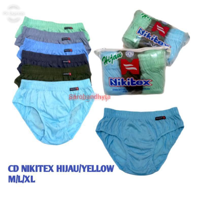 3Pcs Celana Dalam Pria Nikitex Hijau Polos, CD Pria Nikitex Termurah