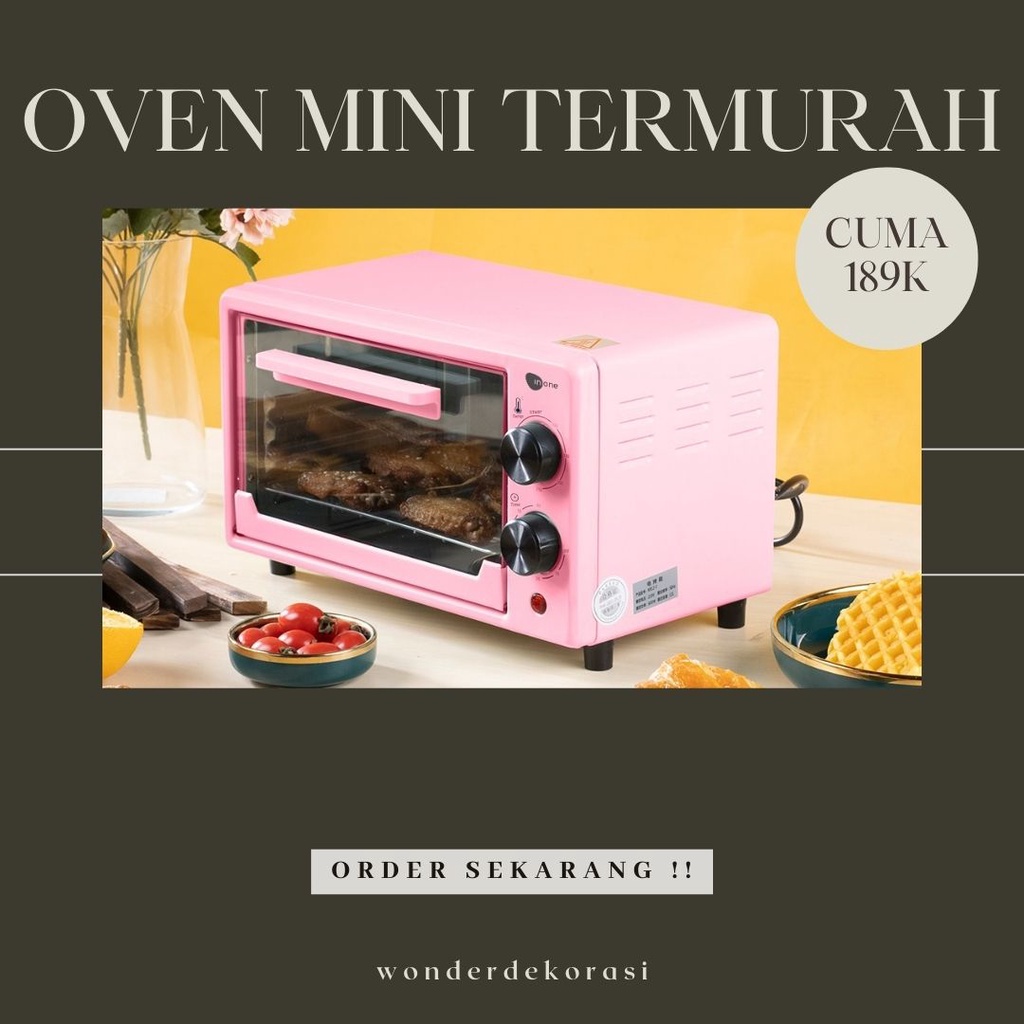 Oven Mini Pemanggang Daging Oven Baking Kue Kompor Listrik Oven Listrik Low Watt Kapasitas 12L Pemanggang Makanan Serbaguna -Wonderdekorasi