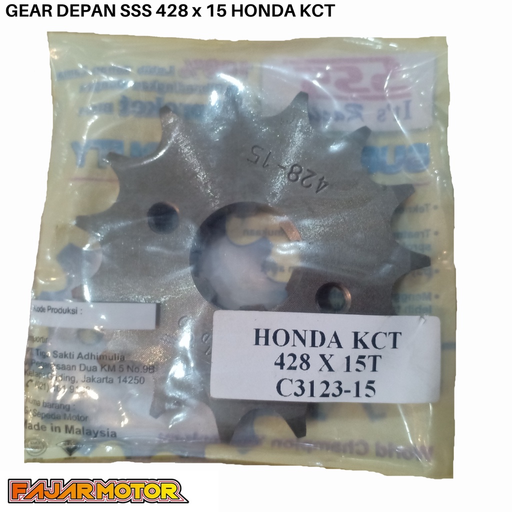 SSS GEAR GER DEPAN 428 520 JUPITER VIXION R15 MEGAPRO GL CB150R SUPRA SATRIA FU SMASH SHOGUN GIR FRONT SPROCKET-Sss.kct428x15tigermp