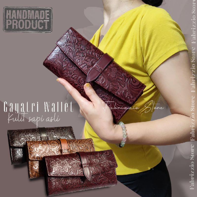 dompet wanita etnik gayatri wallet kulit asli