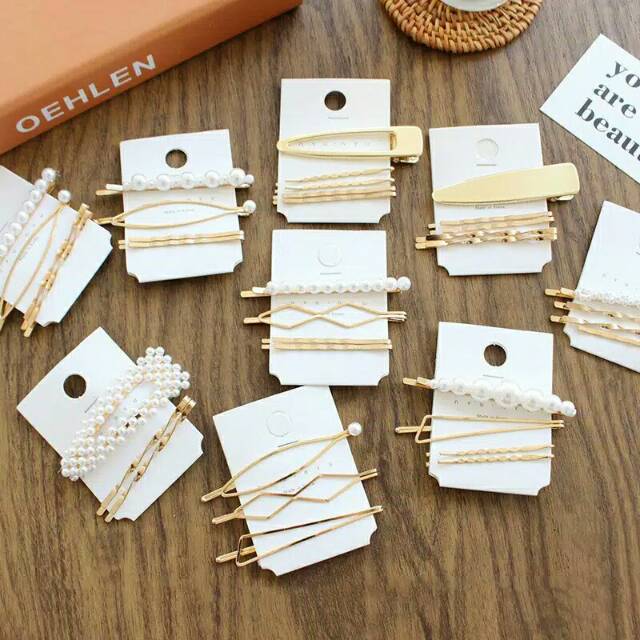 (READY!! MURAH!!) Jepitan ala korea 1 set / hairpin /jepitan kekinian / hair pin pearl / pearl