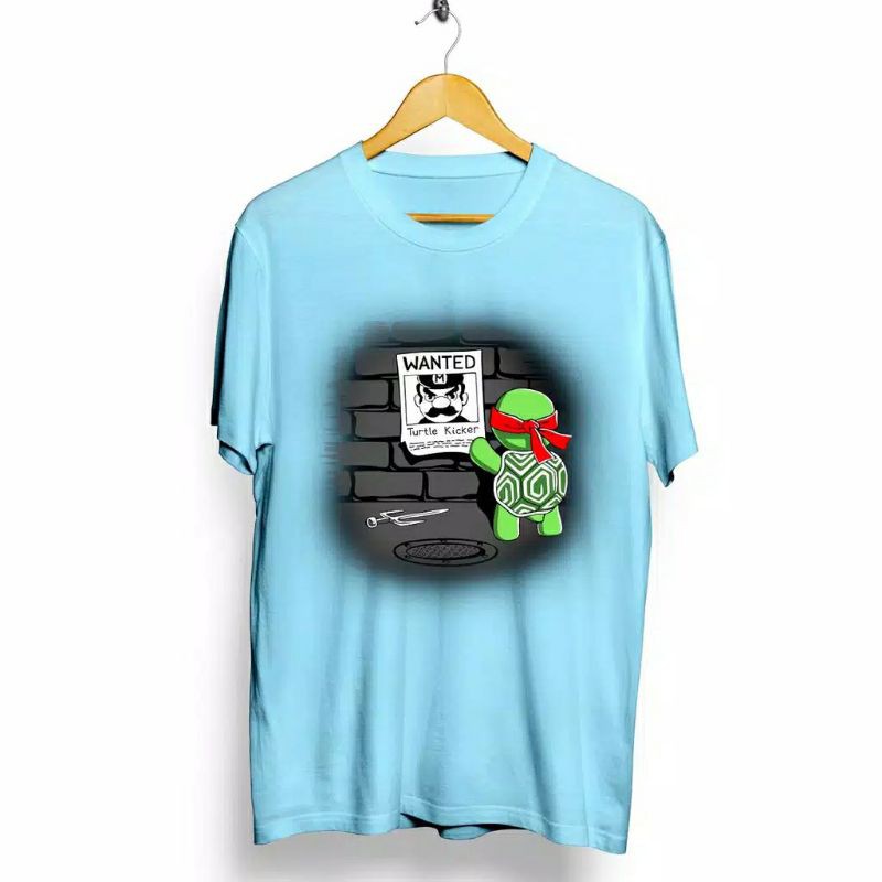 Fourfashion Kaos Pria Kaos Distro TURTLE WANTED Blue CN783