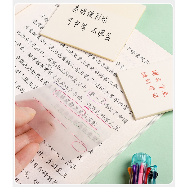 

[LOGU] Sticky note transparan, Sticky notes Kertas memo highlighter tulisan pelajaran