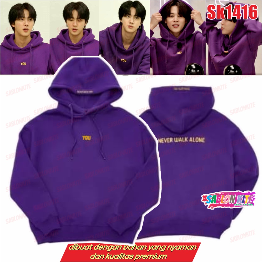 MURAH!!! SWEATER HOODIE JIMIN YOU NEVER WALK ALONE SK1416 UNISEX UNGU TUA ADA