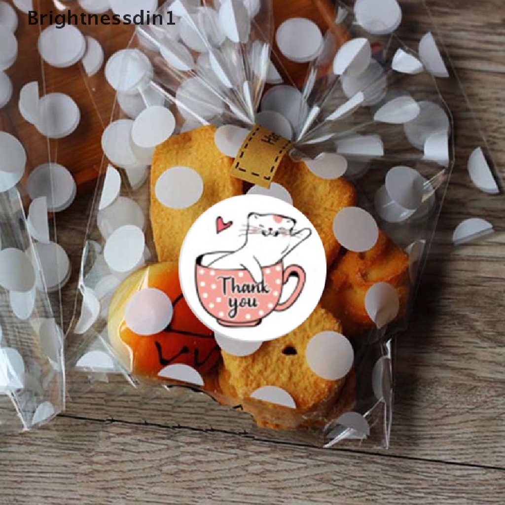 500 Pcs Stiker Label Segel Bentuk Bulat Desain Kucing Thank You 1 Untuk Dekorasi Butik