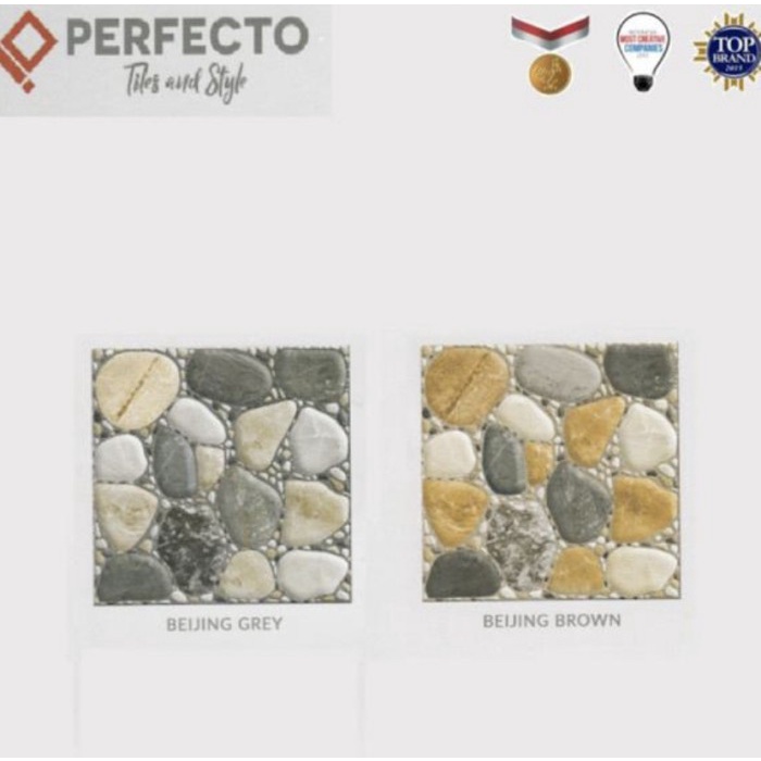 Perfecto Keramik Lantai Teras / Kamar Mandi Motif Batu  Beijing 40x40 - Cokelat