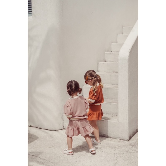 NURA BELL &amp; BO WAFFLE SET GIRL / SETELAN ROK ANAK
