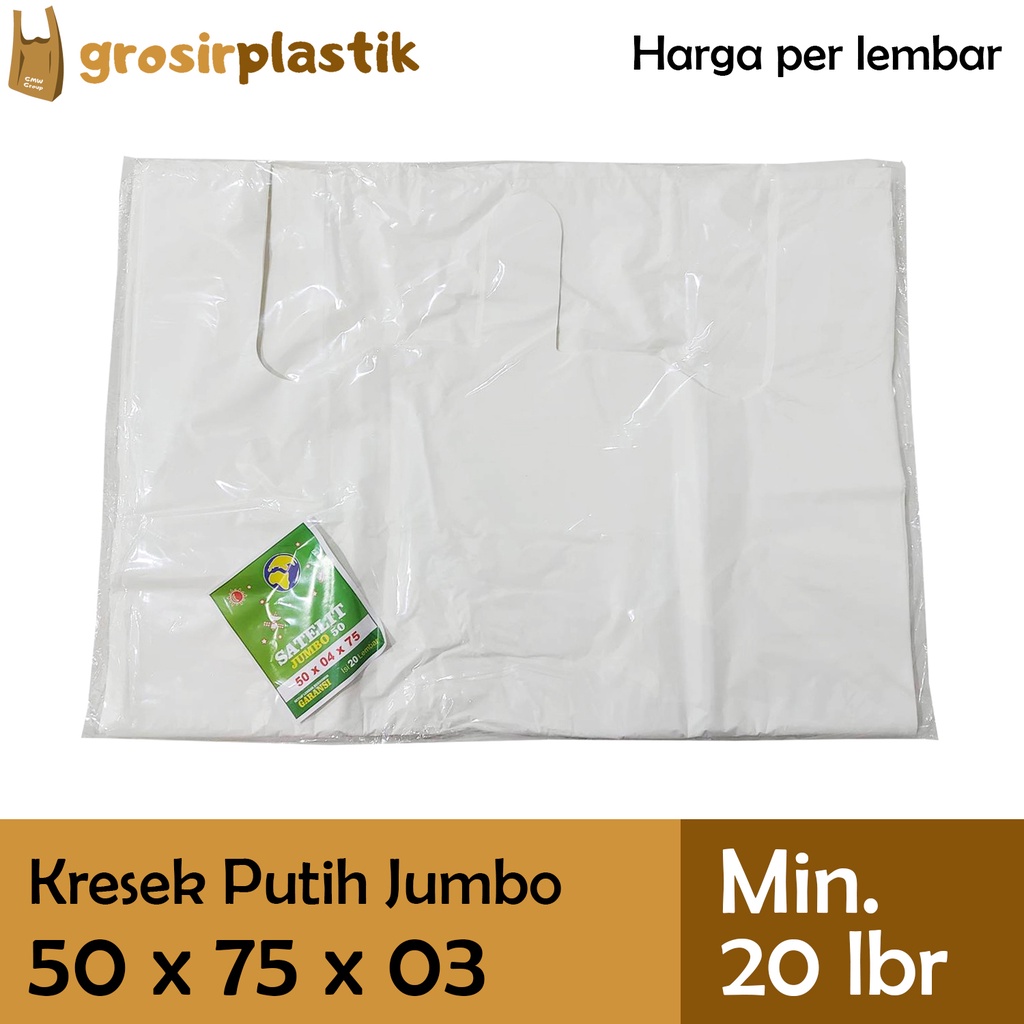 [LBR] Grosir Plastik Kantong Kresek SATELIT JUMBO 50 x 75 x 04 Putih M043