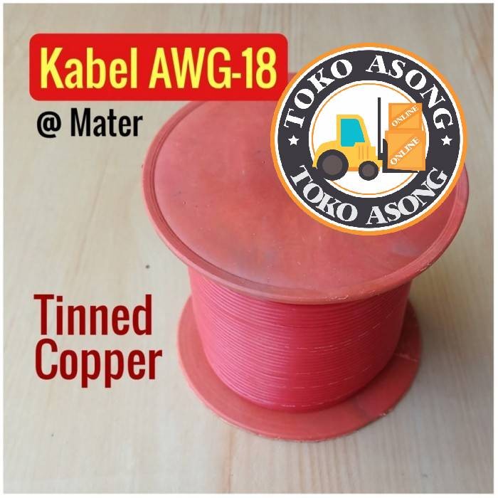 Kabel AWG 18 awm warna Merah Serabut tinned copper awg18