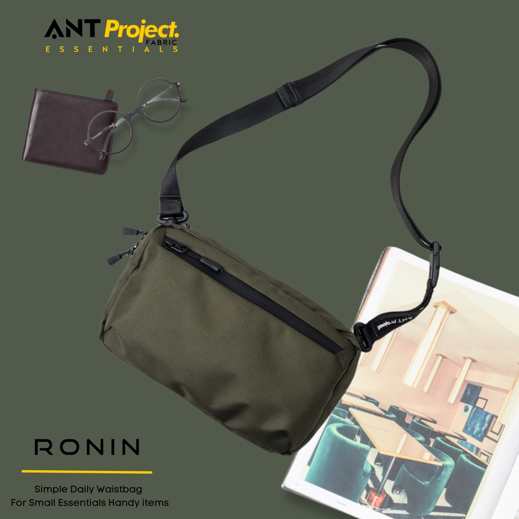 ANT PROJECT - Tas Selempang  Anti Air 3 in 1 RONIN Hijau Extra Slot Pocket