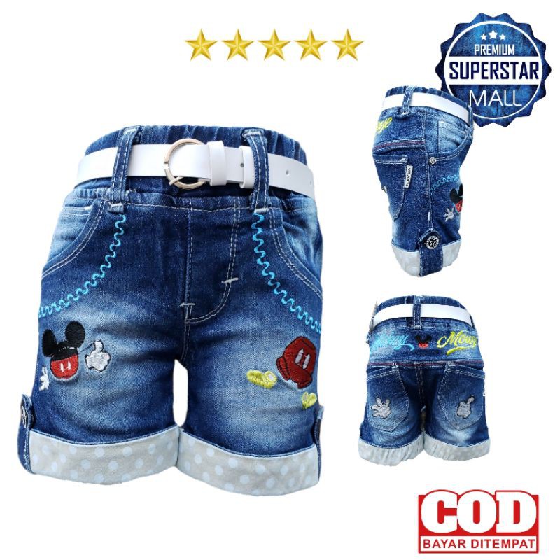 Celana Pendek Hot Pants Anak Perempuan Bahan Denim Jeans Usia 1 Tahun - 6 Tahun Premium