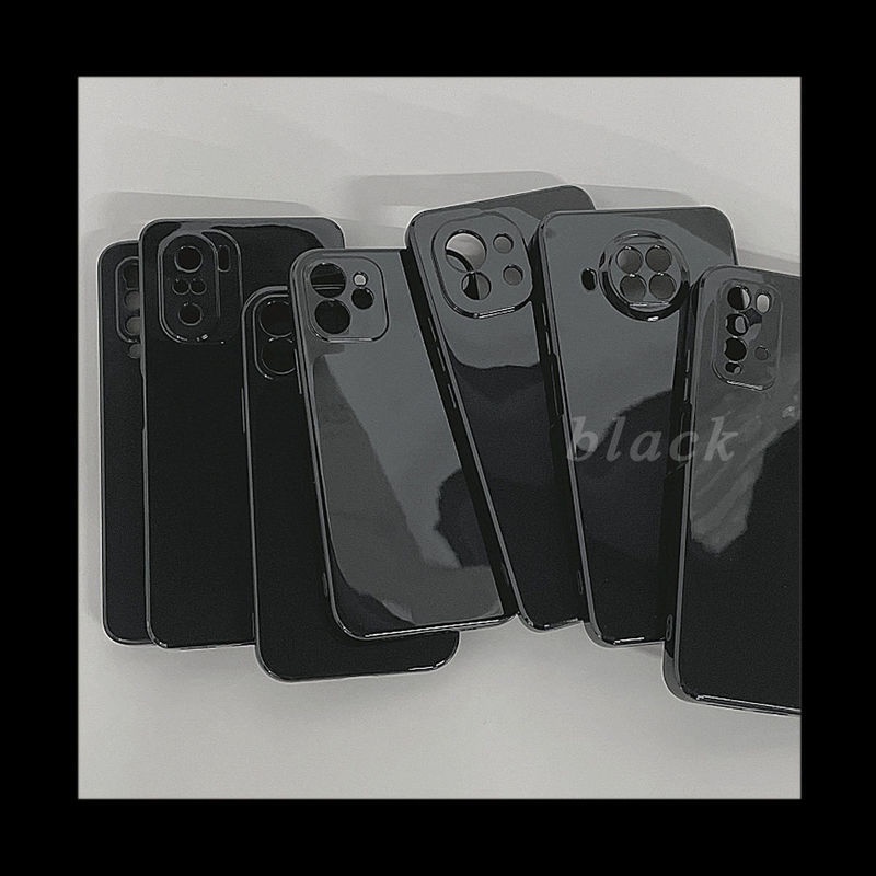 Soft Case TPU Glossy Premium Warna Hitam Untuk iPhone 14 13 12 11 Pro X XS MAX XR Se207 8 Plus