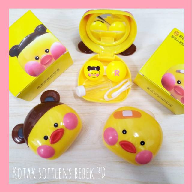 ~ PIYOSHI08 ~ Tempat Soft Lens 3D Bebek Kotak Case Lensa Mini Karakter Duck Lucu Murah AF66