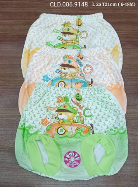 3 pcs celana kodok Pop bayi ukuran besar 6-24M  warna motif  halus unisex  Bawahan bayi sehari hari