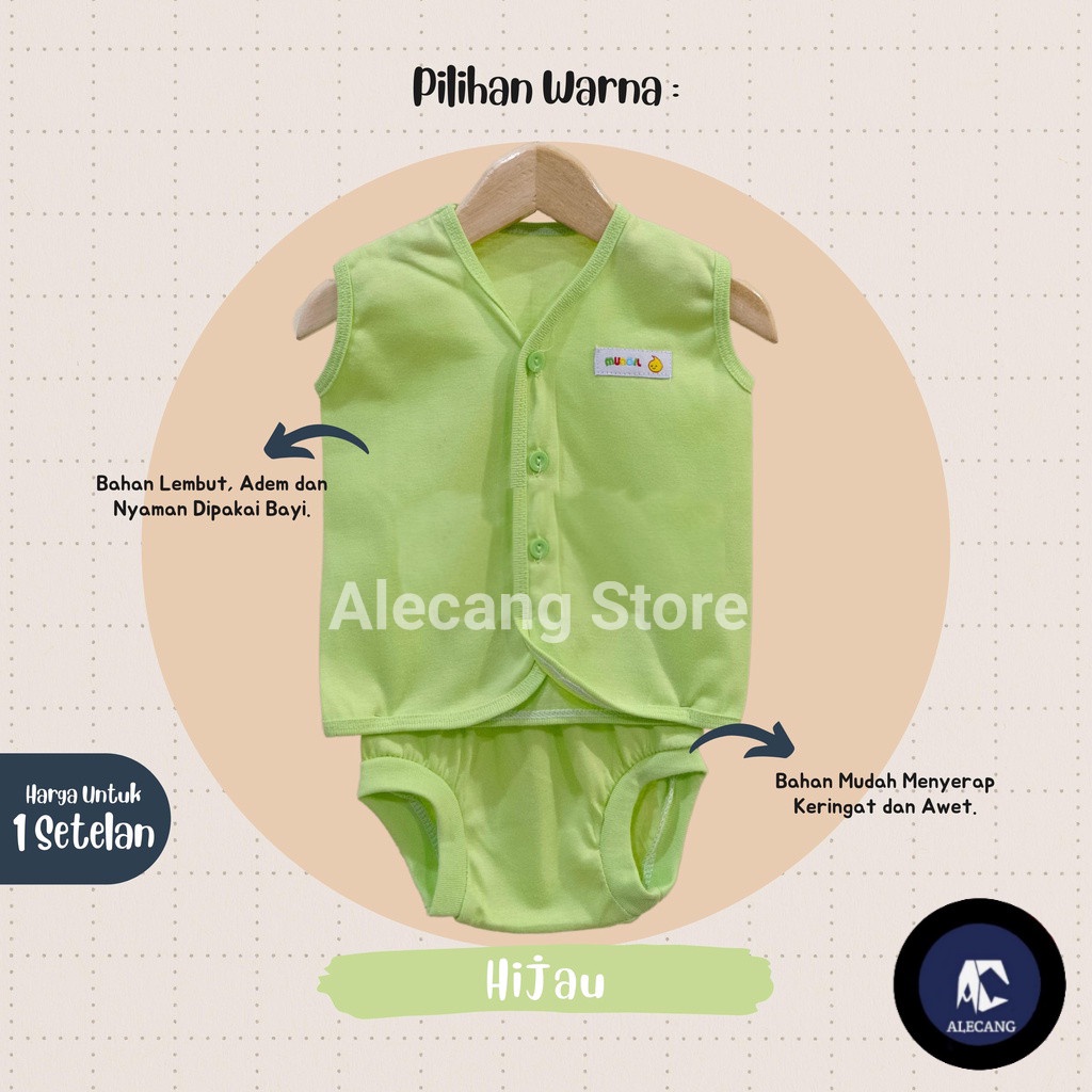 Setelan Baju Bayi Pendek Polos Size 0 - 3 Bulan merk MUNGIL - POLOS