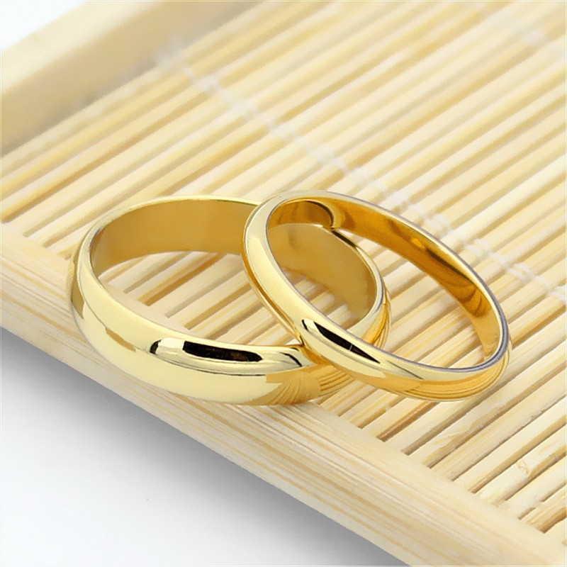 BEST SELLER Cincin Couple / Tunangan / Nikah / Pasangan / kawin / Titanium C090 warna Gold / Emas simple