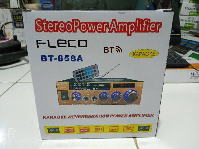 TERMURAH!!!!!! Amplifier FLECO BT 858A bluetooth Stereo Karoeke + Mp3 player+ FM Radio