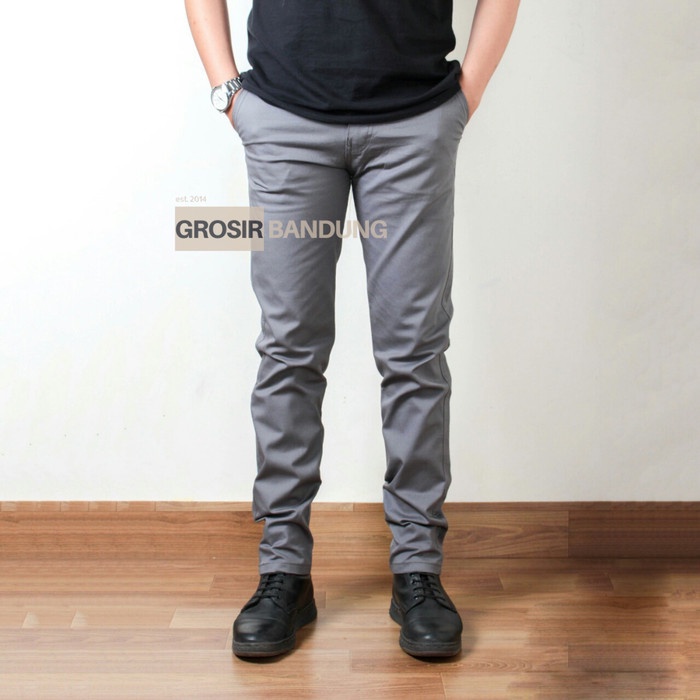 Celana Chino Panjang Pria Big Size 35 - 42 Navy | Biru Dongker | slim - Abu Muda, 37(W3O1) CELANA KA