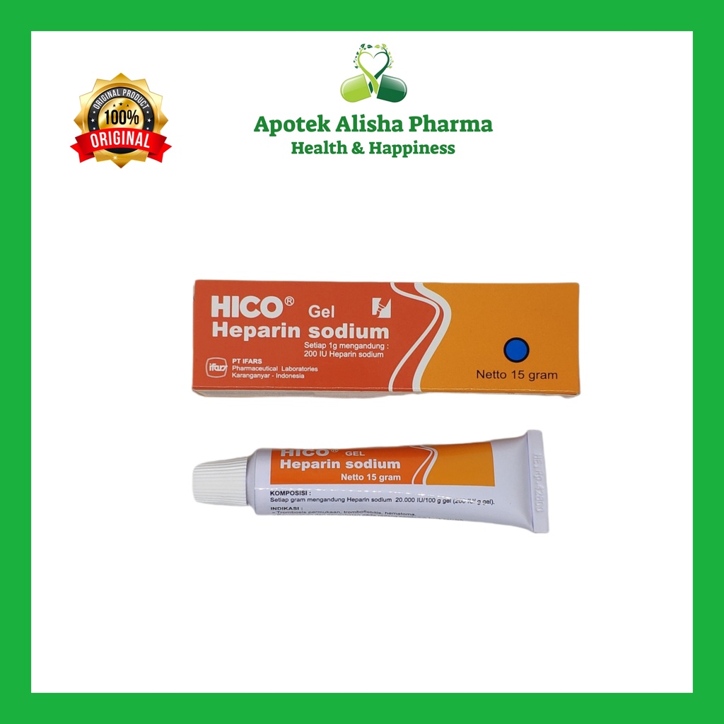 Hico Gel Heparin Sodium Tube 15gr-Hico Gel  Salep Luka Memar/Lebam/Kulit Kebirubiruan/Hiko Gel