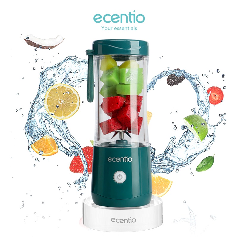 ecentio Mini juicer Blender Jus Portabel 6 mata pisau cangkir Mini Juicer 380ml kaca menebal cangkir