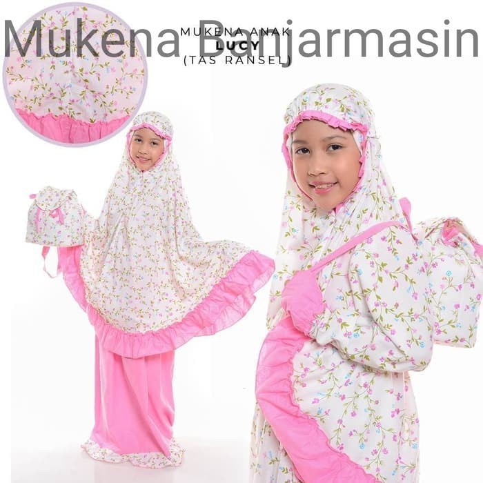 (COD) Mukena Banjarmasin - Mukena Anak Katun Lucy  Tas Ransel